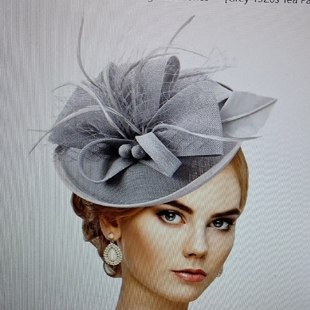 Elegant Gray Fascinator Hat For Horse Or Car Races  Church